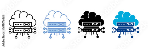 Cloud Server Icon Set Multiple Style Collection