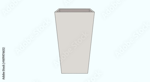 Simple, Modern, Tapered, Light Gray Planter with Square Top