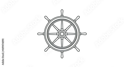 Classic Nautical Ship's Wheel with Eight Spokes and Handles