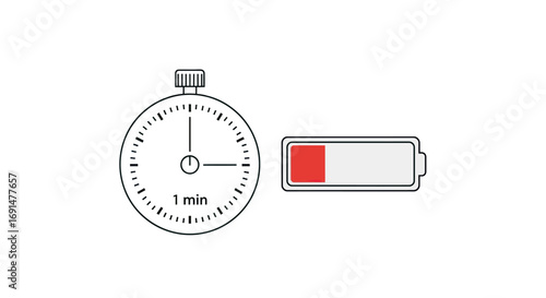 Low Battery and Timer: Minimalist Graphic Illustration of Time Constraint