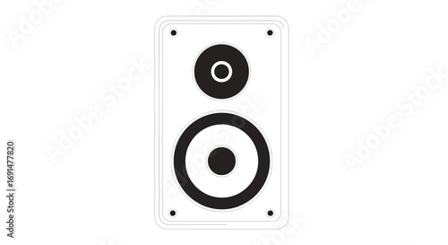 Black and White Speaker with Two Drivers and Rounded Rectangular Shape