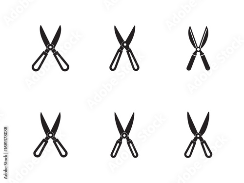 Garden Shears Vector Illustration Various Shapes for Landscaping and Gardening Projects Equipment for Pruning