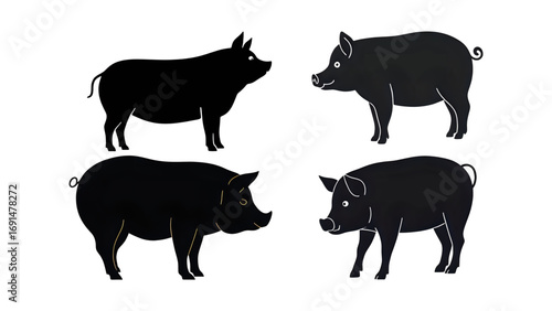 Pig farm animal isolated with cartoon vector illustration on transparent background