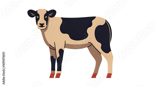 Isolated cow farm animal with cartoon vector illustration on transparent background