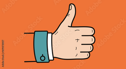 Stylized Hand Giving Thumbs Up Gesture in a Blue Suit