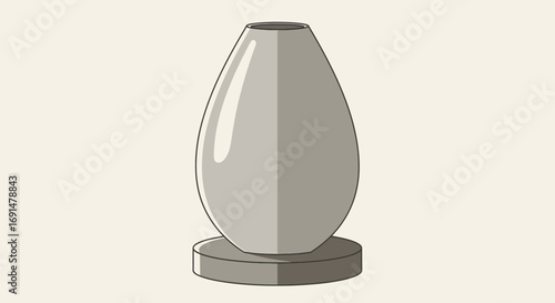Minimalist Greige Teardrop Vase with Glossy Finish and Simple Circular Base