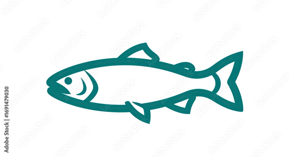 Fototapeta premium Simple outline fish illustration