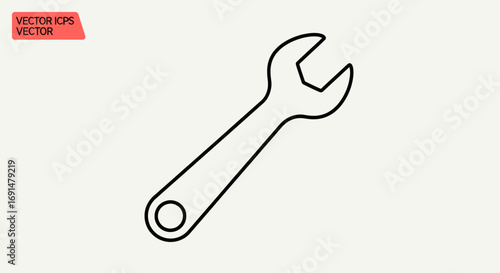 Simple Black Outline of a Wrench Tool for Repairing and Fixing
