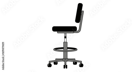 Adjustable Black and Gray Office Chair with Wheels and Footrest