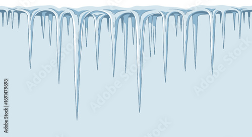 Row of Sharp, Pointed Icicles Hanging Downward