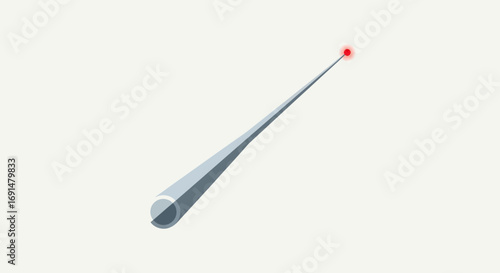 Sleek metallic probe tapering to a fine point with a glowing red signal dot.