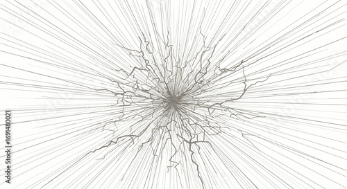 Abstract Illustration of Shattered Glass with Radial Lines and Cracks