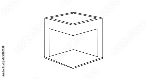 Simple Line Drawing of a Cube-Shaped Display Stand