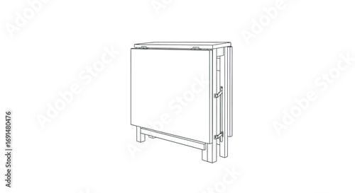 Foldable Wooden Table Outline, Compact Design, Space-Saving Furniture
