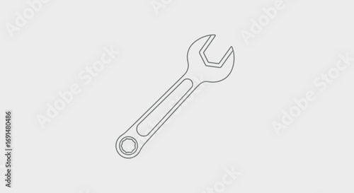 Simple Line Art of a Combination Wrench Tool