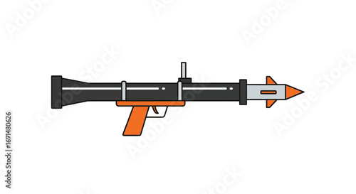 Vector Illustration of a Cartoon Rocket Launcher with Orange and Black Details
