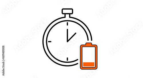 Line art stopwatch with low battery indicator