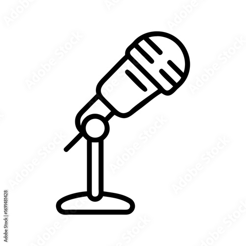 An illustration of a sleek microphone, perfect for recording, broadcasting, or public speaking