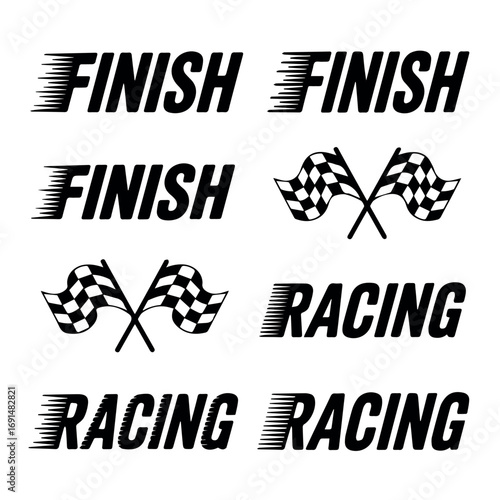 Finish line racing flags vector illustration for motorsport event competition and speed race graphic design element