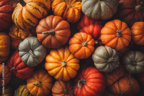 Assorted colorful pumpkins for autumn festival decoration