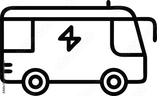 Ambulance line art with medical symbol for healthcare design