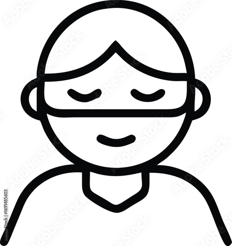 Anonymous person with a mask outline illustration, icon for cyber security