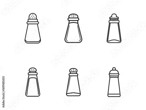Seamless Pattern of Salt Shakers Vector Design Culinary Seasoning and Ingredient Icons for Food Service and Kitchenware