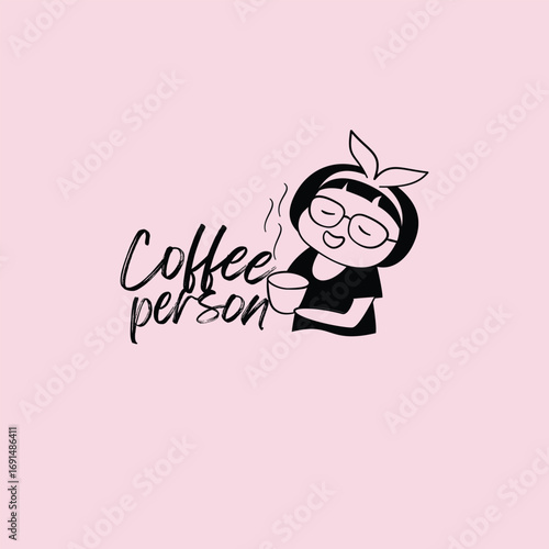 Charming illustration of a coffee loving parson in a vintage style