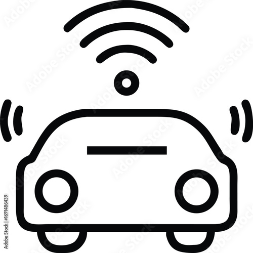 Autonomous vehicle outline icon for driverless car and transportation designs
