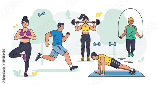 Fitness Training and Exercise Illustration