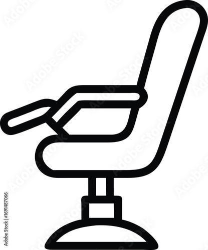 Barber chair outline icon with armrest and pedestal base illustration