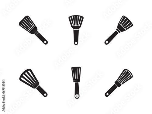 Set of Kitchen Tools Spatulas Design Elements Cooking Utensils Flat Icons Isolated on White Background Culinary Equipment Preparation Baking