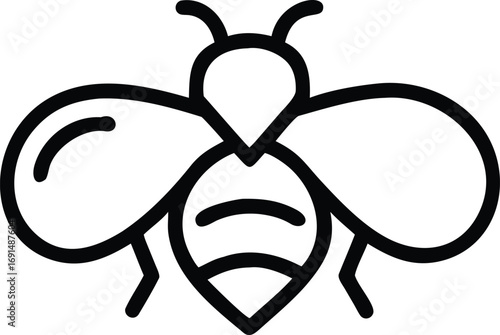 Bee icon in outline style for print and web design