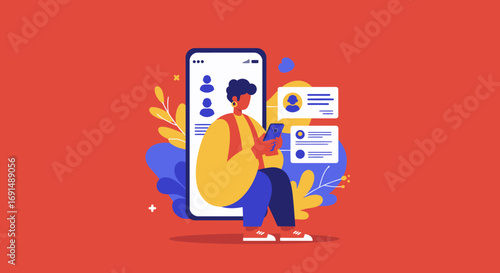 Person using a smartphone for social networking or messaging. Depicts digital communication, online lifestyle, and modern technology. Great for tech concepts.