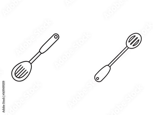 Spoon Icon Set Line Art Kitchen Utensil Design Elements for Culinary Arts and Cooking Blog Content