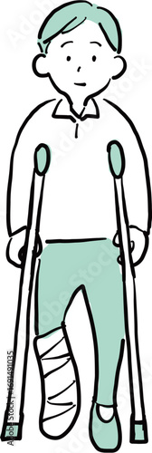 Man Using Crutches with a Broken Leg