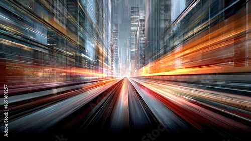 Fast-moving city street at night,  motion blur