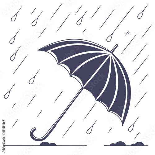 Stylized Umbrella in Rain.