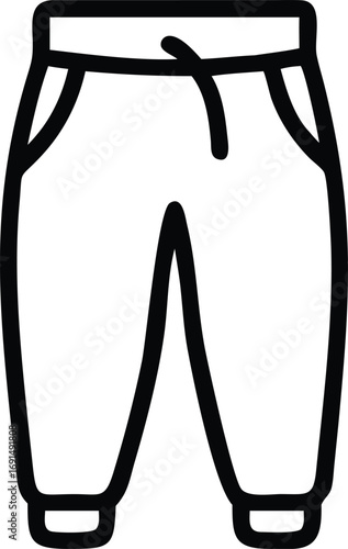 Black outline of short pants with drawstring for fashion design