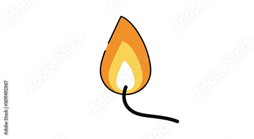 Lit Matchstick Flame Illustration.