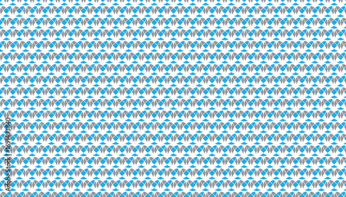 Repeating seamless pattern of blue and gray abstract shapes on white background vector