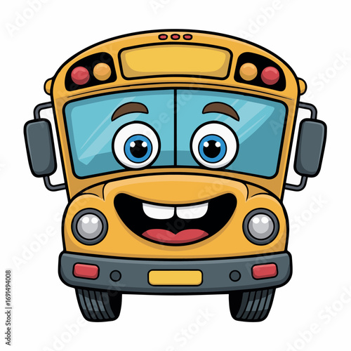 Cartoon school bus vector graphic illustration for kids transportation education and learning resources design