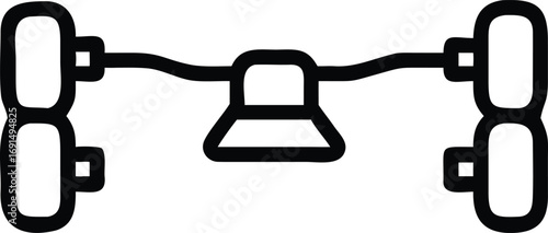 Car axle outline icon of vehicle part for automotive industry
