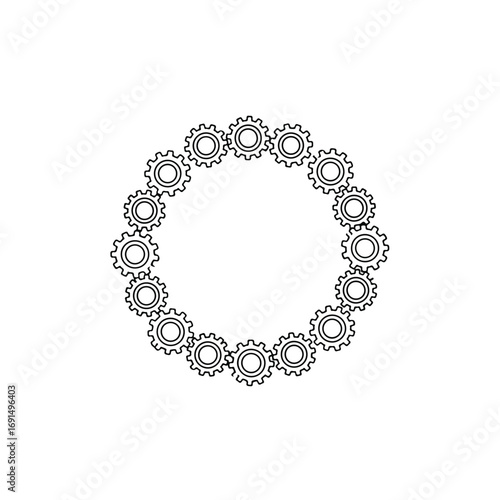Circular Gear Frame Mechanical Cogwheel Wreath.