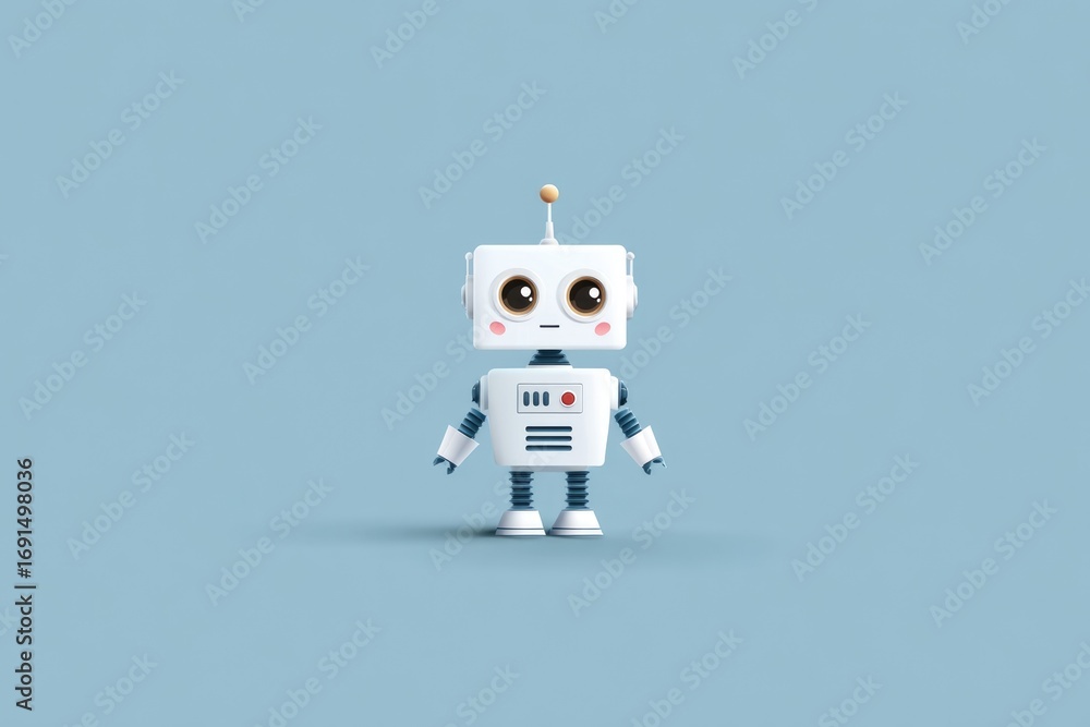 Naklejka premium Cute Flat Illustration of Mini Robot