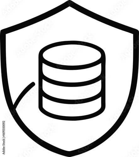 Data storage protection shield icon for database security and privacy