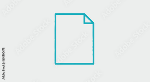 A minimalist graphic representation of a document or paper, with a corner folded upwards, rendered in clean teal lines against a light gray background.