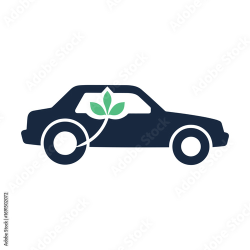 Eco-friendly car silhouette logo design showing renewable lifestyle inspiration