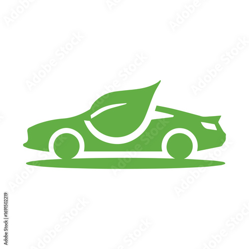 Minimalist eco vehicle logo showing harmony between renewable energy and nature