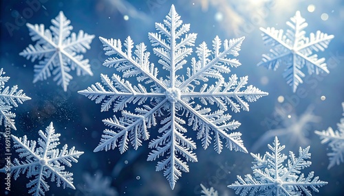 Wallpaper Mural Sparkling snowflakes against a dark blue backdrop Torontodigital.ca